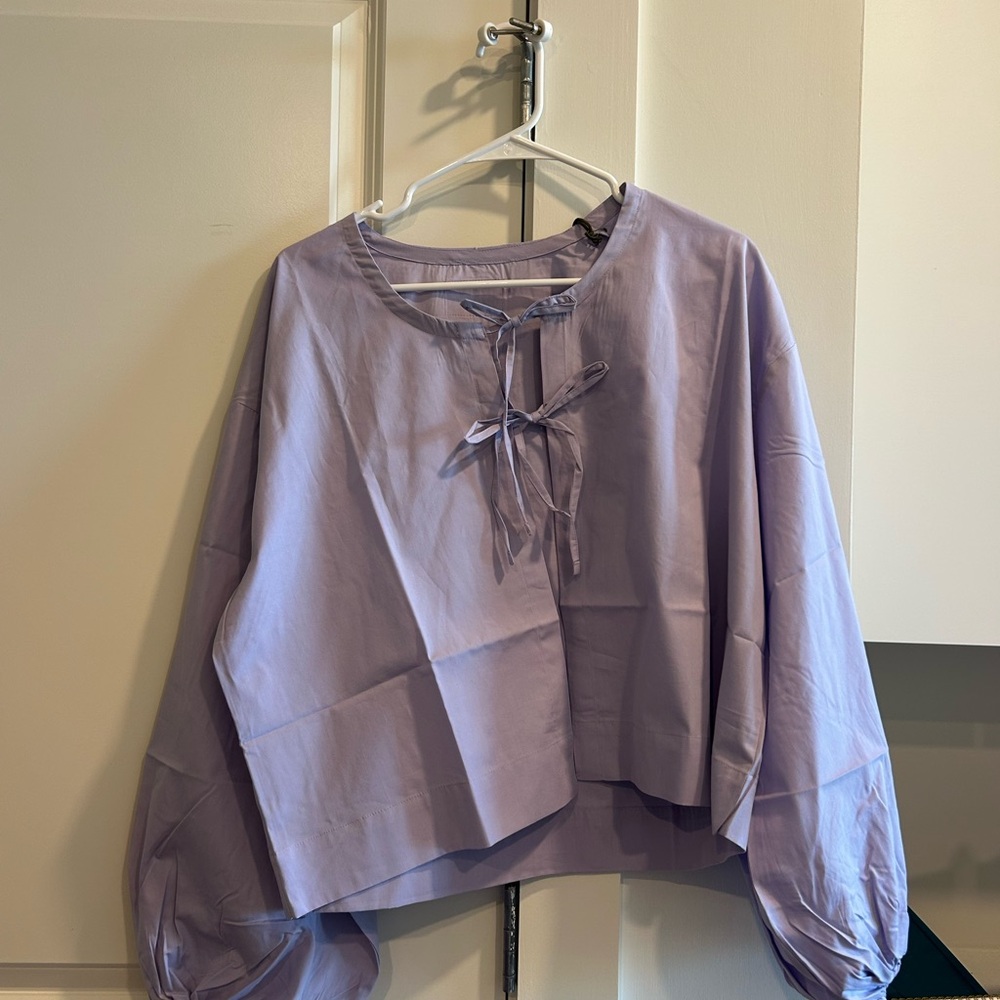 Daily Drills Lavender Blouse with Bow